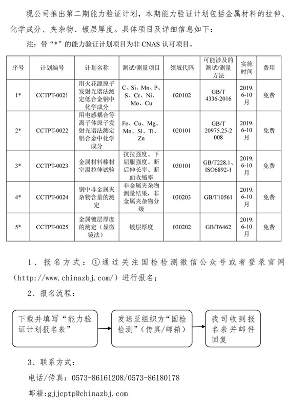 2019年浙江國(guó)檢第二期能力驗(yàn)證計(jì)劃開(kāi)始報(bào)名