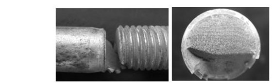 六角頭螺栓疲勞斷裂斷口形貌， 彩鋅螺栓疲勞斷裂斷口形貌