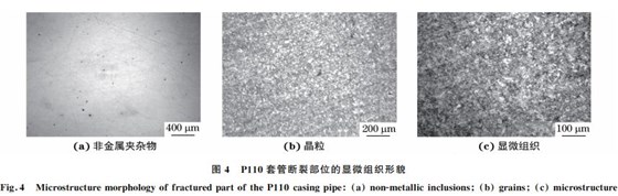 圖４ P１１０套管斷裂部位的顯微組織形貌