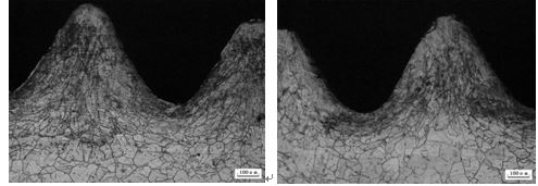 GH4169螺栓滾壓加工后的晶粒流線(xiàn)組織