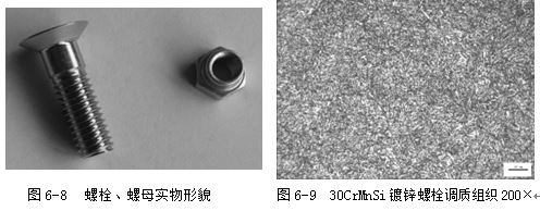 螺母實物形貌，30CrMnSi鍍鋅螺栓調(diào)質(zhì)組織200×