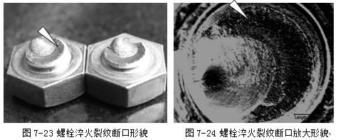 螺栓淬火裂紋斷口形貌、螺栓淬火裂紋斷口放大形貌