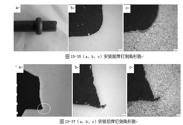 圖15-37（a、b、c）安裝后焊釘?shù)菇切蚊? /> 
</p>
<p style=